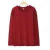 Camiseta de Manga Longa 180g de Algodão Penteado para Primavera e Outono, Cor Sólida, Gola Redonda, Camada Base Versátil, Moletom Oversized de Manga Curta Liso, Unissex