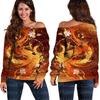 Estampa de Fênix 3D Novo Top Transfronteiriço Europeu e Americano para Mulheres Suéter de Ombro Feminino Top de Ombro Feminino Camiseta Básica Feminina