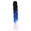 Venta al por mayor transfronteriza 60 cm Tricolor, Cuatricolor, Cinco Colores Fibra Sintética Trenzas Grandes Postizas, Trenzas Grandes Gruesas de Color Arcoíris, Color Degradado