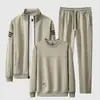 Traje casual de primavera y otoño de talla grande, nueva sudadera de cuello redondo de corte holgado, pantalones de pierna recta, chaqueta, conjunto de tres piezas para jóvenes de negocios