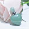 Venta al por mayor de fábrica botella de perfume de jade con forma de corazón de durazno, polvo de cristal, fluorita de cristal, amor, botella de aromaterapia, botella de aceite esencial, colgante de joyería