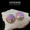 Pintura al Óleo Francesa Morado Pendientes Pequeños en Relieve Retro Exquisitos Combinan con Todo Diseño de Nicho 18K Pendientes Avanzados S925