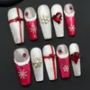 Uñas Vestibles Navideñas de Venta Caliente Transfronterizas, Uñas Color Rosa Perla Estilo Francés Blanco, Colección Desmontable de Arte para Uñas Navideñas