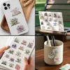 50 Pegatinas de Graffiti de Plantas y Flores Creativas de Dibujos Animados, Pegatinas Impermeables para Diario DIY, Cuaderno, Equipaje