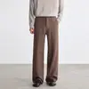 Calça Casual Plissada Wide-Leg Retro Yizhi 2026 Outono Masculina Caimento Boa Estrutura Solta Para o Trabalho Calça Longa Reta