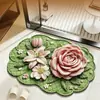 Alfombra Retro de Flores para Baño Absorbente de Agua Antideslizante Felpudo de Secado Rápido para Puerta de Inodoro Alfombra Gruesa para Puerta