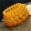 Pulseira de Contas Redondas de Jade Amarelo de Xinjiang Pulseira de Contas Redondas de Jade Cristal Pulseira de Jade Quartizito Amarelo Misturado Barraca de Rua Artigos de Jade Presentes