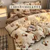 Juego de colcha acolchada de terciopelo de leche para invierno, incluye una funda de edredón de forro polar coral engrosada y cálida, ropa de cama de forro polar reversible de una sola pieza