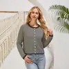 Suéter de Punto Rayado Transfronterizo 2026 para Mujer, Cárdigan Holgado de Cuello Redondo con Mangas Largas de Botones, Abrigo Casual de Otoño e Invierno