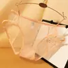 Calcinha Feminina Sexy Floral Francesa Pura Desejo Tiras Finas Bolinhas Renda Semi-Transparente Cintura Baixa