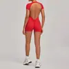 Mono de una pieza con efecto push-up transfronterizo y escote profundo en la espalda, body ajustado para deportes, fitness y running 12142