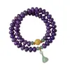 Pulsera de Raíz de Bodhi Natural Doble Círculo Qi Dong Lai Morada para Mujeres, Pulsera de Cuentas de Oración Budista Manual Estilo Chino