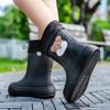 Botas de Lluvia Transfronterizas, Lindas Botas de Lluvia Exteriores de Media Pantorrilla para Mujer, Zapatos de Agua de Algodón, Nuevos Zapatos de Goma Impermeables y Antideslizantes para Cocina y Lavado de Autos