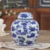 Jarrón de porcelana azul y blanco antiguo estilo chino, adornos florales de escritorio, decoración para mueble de TV de sala de estar, recibidor, estante antiguo