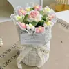 Buquê de Flores de Tricô de Lã Feito à Mão Presente de Aniversário para Meninas 520 Namorada Dia das Mães Colega de Classe Formatura Venda Direta da Fábrica