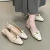 Sandalias Chuyuji de tacón grueso con puntera cerrada y lazo estilo francés, nuevos zapatos de moda para mujer primavera/verano, estilo commuter, de camelia, para combinar con faldas