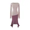 Camiseta de cuello barco ajustada irregular Falda midi ajustada al cuerpo Conjunto de Lyocell para mujer Capa base de primavera y otoño Falda midi