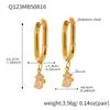 Azucarero Acero Inoxidable Niña Pequeña Circonita Pendientes Chapados en Oro de 18K Panda Rojo Geométrico en Forma de U Pendientes de Lava Pendientes