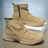 Zapatos de Hombre sin Cordones con Cremallera para el Trayecto Diario Otoño Invierno Nuevos Versátiles Botas Martin para Exteriores Botas de Trabajo Ligeras para Hombre