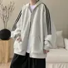 Chamarra con Capucha para Hombre Primavera Otoño Patchwork Rayado Cárdigan Sudadera Ropa de Hombre Streetwear Top Chaqueta Deportiva para Adolescente Hombre