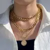 Collar de Cadena Cubana en Capas Transfronterizo Cadena Gruesa Cierre OT Personalizado Estilo Hip-Hop Punk Joyería para Mujer