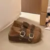Meimuller Otoño 2026 Mocasines de Doble Uso con Suela Gruesa para Mujer Hebilla de Cuero Radne Tacón Oculto Velcro
