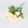 Flor Artificial 10 Cabeças Cabo Pequeno Buquê Rosa Flor Artificial Atacado Flor para Segurar pela Noiva Casamento Decoração de Casa Adereços de Fotografia