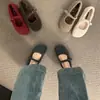 Zapatos de Lana Integrada con Forro de Felpa de Nuevo Estilo 2025 para Mujer, Zapatos Mary Jane Ballet de Suela Suave, Zapatos Planos Peludos para Uso en Exteriores