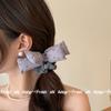 Pañuelo Cuadrado Patchwork Bloques de Color Floral Gris y Morado Coreano Lazo Plegado para el Cabello Pasador Nuevo Pasador Aro para el Cabello Accesorios para el Cabello para Mujeres