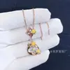 Colar Rombus Florido Versão Alta do Burro para Mulheres, Espessura de Madrepérola Branca Natural, Colar Único da Moda em Ouro Rosa, Joias Femininas