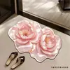 En Stock Fresca y Sencilla Alfombrilla de Piso Floral de Tierra de Diatomeas Visual 3D para Entrada de Baño, Alfombrilla Resistente a la Suciedad y Fácil de Mantener