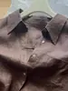 Sem Recomendação D! Camisa Marrom Café de Linho Importada da França para Mulheres com Gola Polo, Manga Longa, Roupa de Trabalho, Camisa com Proteção Solar