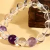 Pulsera de Abalorios de Círculo Único de Amatista, Cristal Torre Amarilla y Cristal Blanco, Pulsera Morada Original de Moda Romántica Amorosa para Mujeres