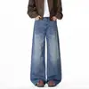 Marca da Moda Jeans de Algodão Puro Pesado Jeans Masculino Jeans Masculino Outono 2026 Novo Calça Reta Solta Lavada Degradê