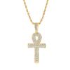 Colar com Pingente de Cruz Ankh Olho de Hórus de Zircônia Micro-Cravejada Joia Atacado de Fábrica Transfronteiriça Item Transfronteiriço Mais Vendido