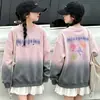Moletom fino para meninas, estilo coreano, doce e fofo, pulôver estampado, novo top estiloso para bebê menina, primavera, outono, inverno