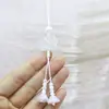 Nuevo Estilo Chino Antiguo Cuentas de Loto Transparentes Cordón Tejido a Mano Bolsa Cadena Colgante Pequeña para Coche Accesorios de Joyería