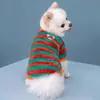 Suéter de Forro Polar Rayado para Perros Suave Cálido Ropa de Invierno para Perros Verde y Naranja para Perros Pequeños y Medianos