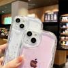 Glitter de Gel con Rayas Crema para iPhone 14Pro Max Carcasa para Teléfono Móvil con Patrón de Olas 13 Apple 12 Lentejuelas Simples