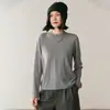 Camiseta Básica de Punto de Lana de Cuello Redondo Yangzi Yarn para Mujer Gris 25 Nuevo de Alta Gama de Manga Larga Holgada Fina