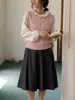 Colete de Tricô Empilhado com Gola Redonda Retrô Estilo Japonês para Mulheres Design de Outono e Inverno Suéter Pequeno Sem Mangas
