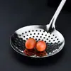 Escumadeira de aço inoxidável com cabo oco, escumadeira de malha grande de fio duplo, concha para panela quente separadora de óleo, pegador de macarrão e bolinho para uso em restaurante e em casa