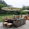 Mesas e Cadeiras de Exterior, Terraço Moderno Minimalista, Bar de Jardim Exterior, Café, Mobiliário de Combinação de Cadeiras de Rattan Sintético, Mesa de Jantar, Trama de Rattan