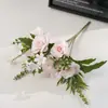 Buquê Simulado Pequeno Buquê de Rosas de Ruibarbo Arranjo de Flores para Sala de Estar Decoração Simples Nórdica para Casa Novo Produto Venda Quente Transfronteiriça