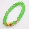 Pulsera de anillo único de ágata artificial de 8 mm para hombre y mujer con pulsera piqiu de oro arenado chapado en oro 3D estilo japonés y coreano