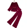 Conjunto de tricô estilo preguiçoso com amarração na cintura e calça pantalona para mulheres, outono, emagrecedor, conjunto de duas peças solto e casual para o trabalho