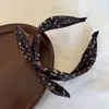 Faixa de Cabelo Azul Floral Pequeno Retrô Estilo Pastoral para Mulheres, Nova Faixa de Cabelo Larga com Nó para 2025