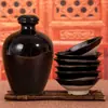 Fabricante Tazón Pequeño Negro de Cerámica, Tazón de Vino Antiguo, Juego de Vino Antiguo Creativo, Tazón de Vino Casero Antiguo, Carrillón de Agua, Tazón de Barro Estilo Antiguo
