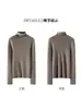Suéter Fino de Lana para Mujer Cuello Alto Delgado Delgado Invierno Color Sólido Tejido Interior Manga Larga Camisa Base de Lana