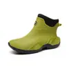 Botas de lluvia cálidas para pareja de tubo corto que combinan con todo para damas, para las cuatro estaciones, botas de lluvia antideslizantes para pesca, trabajo, comida para llevar, zapatos impermeables